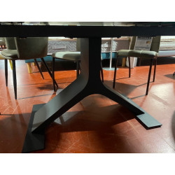 Table 6 - 12 PERSONNES pied CENTRAL design A pour salle à manger CONTEMPORAINE finition céramique 2 RALLONGES longeur 280 cm