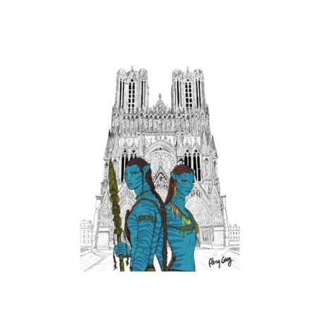 Scoop AVATAR NA'VI Jake Sully et Neytiri visitent la Cathédrale Notre-Dame de Reims