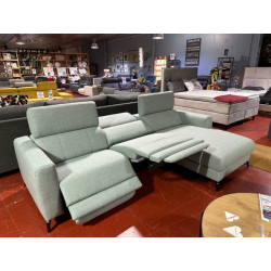 Incroyable QUALITE prix ANGLE 2 relax électriques + méridienne TEXTILES ANTITACHES fabriqué en EUROPE cee col écru