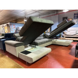 U panoramique ANGLE double COFFRE canapé avec fonction relax Familiale convertible lit d'appoint + 4 tétieres relax