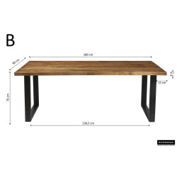 PLATEAU 4,5 CM table de salle à manger Nicola longueur 180 cm largeur 90 cm plateau 100% BOIS véritable de Mangolia