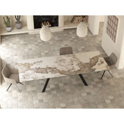 16 PERSONNES 300 x 120 cm table repas STABLE plateau DESIGN céramique effet marbre motifs suivis entretien facile AVEC ALLONGES