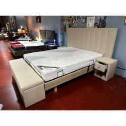 Pack ARTICULE Bi-confort Mémoire forme + Extra ferme LITERIE tpr électrique 5 plis 160 (2x80x200 cm) + téte + 2 chevets + coffre