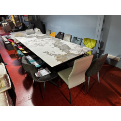 16 PERSONNES largeur 120 cm X 300 cm table repas plateau DESIGN céramique effet marbre motifs suivis AVEC ALLONGES