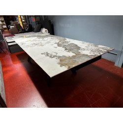 16 PERSONNES largeur 120 cm X 300 cm table repas plateau DESIGN céramique effet marbre motifs suivis AVEC ALLONGES