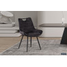 Chaise NINA revêtement PIQUAGE carré velours GRIS pieds et poignée acier en noirs