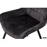 Chaise NINA revêtement PIQUAGE carré velours GRIS pieds et poignée acier en noirs