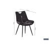 Chaise NINA revêtement PIQUAGE carré velours GRIS pieds et poignée acier en noirs