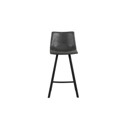 Assise à 68cm Tabouret de bar, de comptoir référence OZAN revêtement EFFET CUIR GRIS pieds acier en noirs