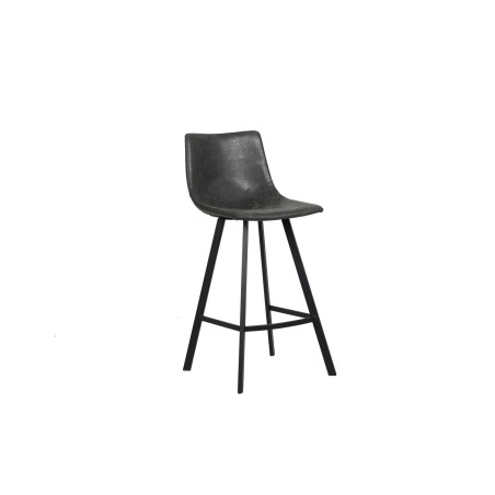 Assise à 68cm Tabouret de bar, de comptoir référence OZAN revêtement EFFET CUIR GRIS pieds acier en noirs