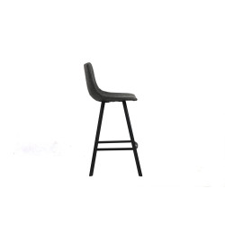 Assise à 68cm Tabouret de bar, de comptoir référence OZAN revêtement EFFET CUIR GRIS pieds acier en noirs