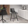 Assise HAUTEUR 78cm Tabouret de bar, de comptoir référence OZAN revêtement EFFET CUIR GRIS pieds acier en noirs